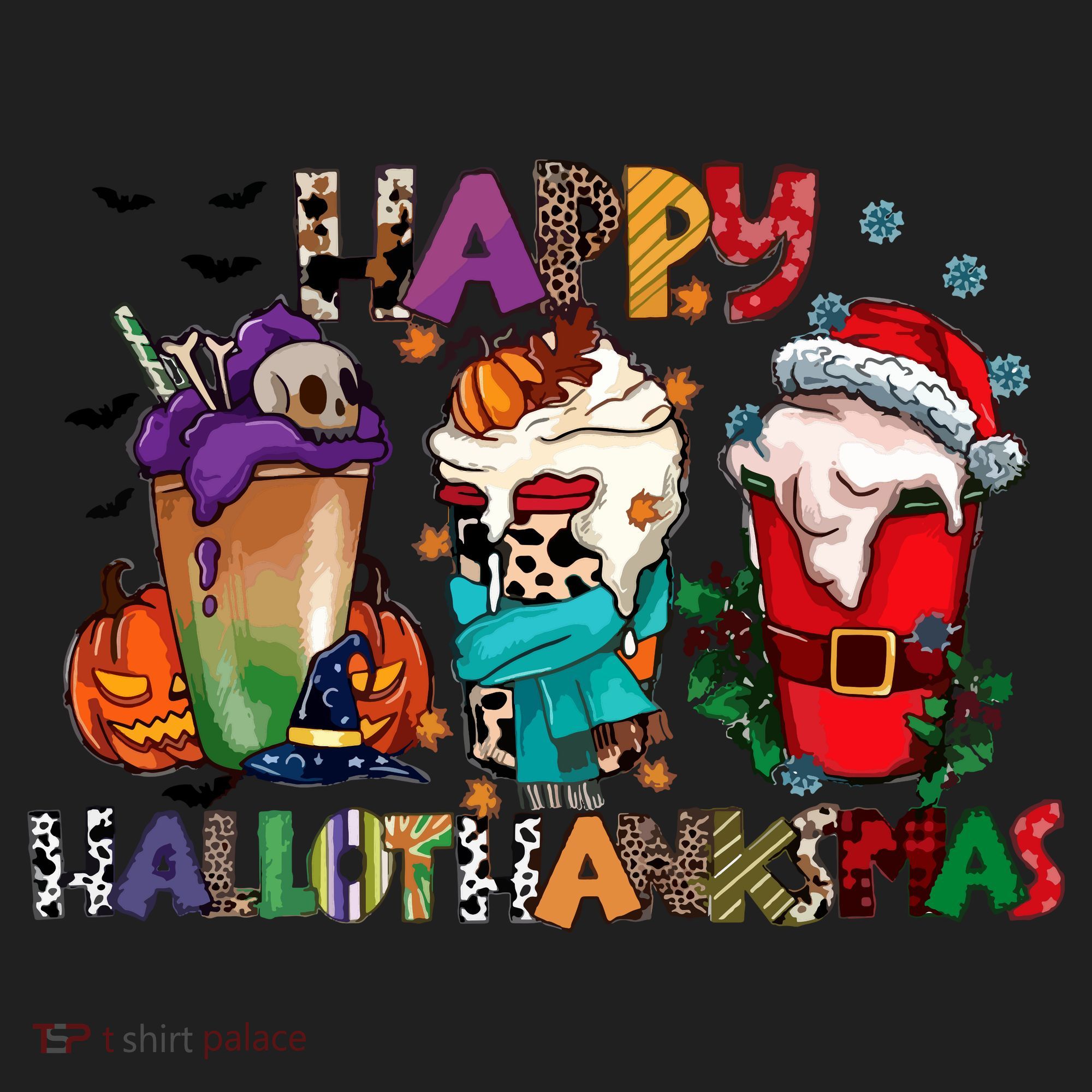 Hallothanksmas Coffee Fall Vibes Cute Halloween Thanksgiving Women's Sweatshirt