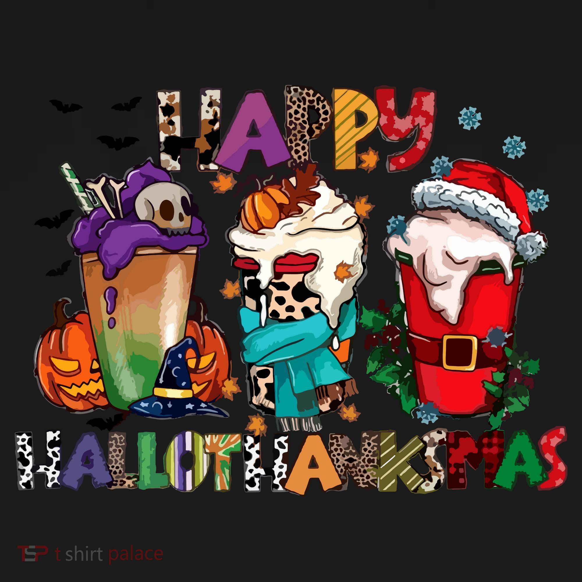 Hallothanksmas Coffee Fall Vibes Cute Halloween Thanksgiving Backpack
