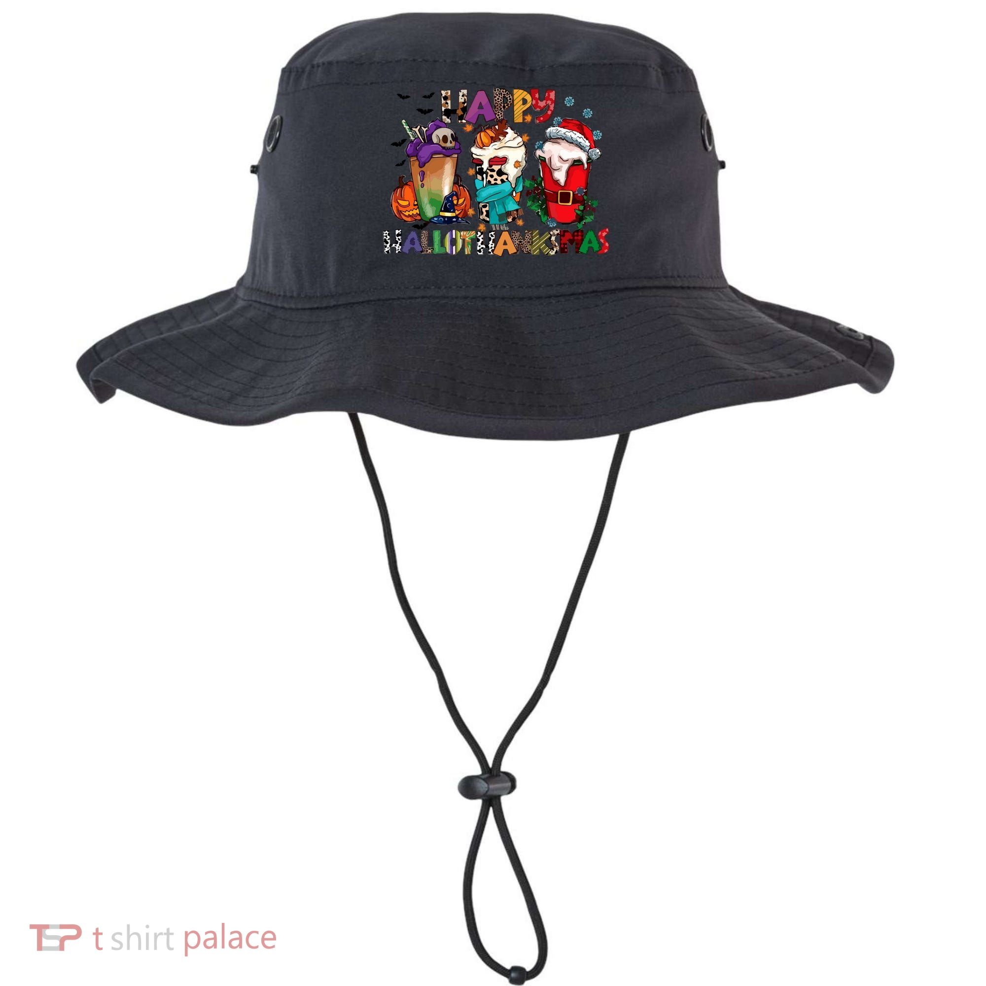 Hallothanksmas Coffee Fall Vibes Cute Halloween Thanksgiving Bucket Hat
