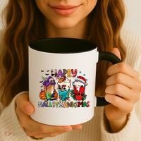 Hallothanksmas Coffee Fall Vibes Cute Halloween Thanksgiving Coffee Mug thumb 3