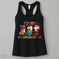 Hallothanksmas Coffee Fall Vibes Cute Halloween Thanksgiving Women's Tank Top thumb 3