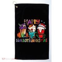 Hallothanksmas Coffee Fall Vibes Cute Halloween Thanksgiving Golf Towel thumb 0