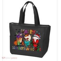 Hallothanksmas Coffee Fall Vibes Cute Halloween Thanksgiving Tote Bag thumb 3