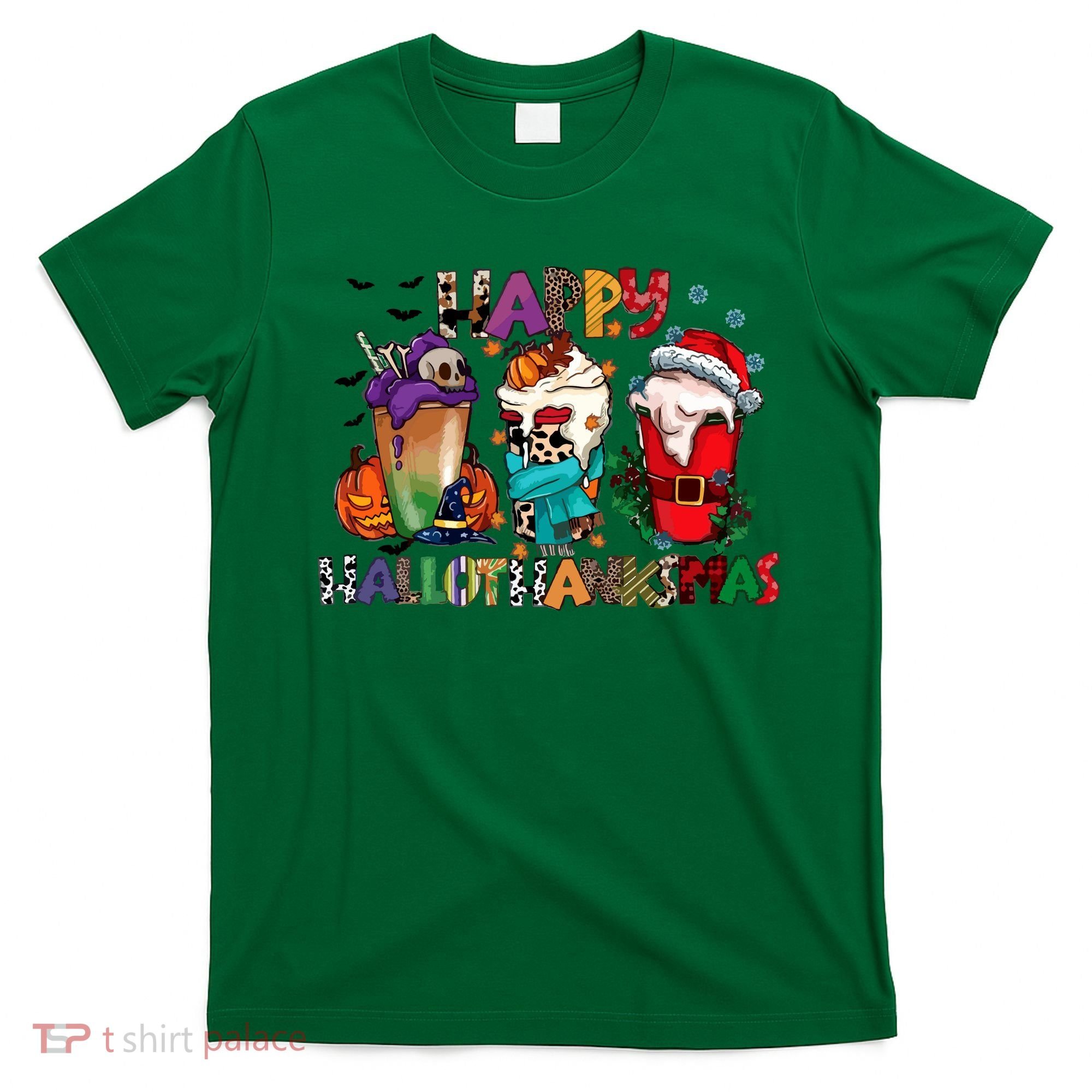 Hallothanksmas Coffee Fall Vibes Cute Halloween Thanksgiving T-Shirt