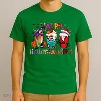Hallothanksmas Coffee Fall Vibes Cute Halloween Thanksgiving T-Shirt thumb 3
