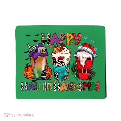 Hallothanksmas Coffee Fall Vibes Cute Halloween Thanksgiving Mousepad