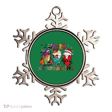 Hallothanksmas Coffee Fall Vibes Cute Halloween Thanksgiving Ornament
