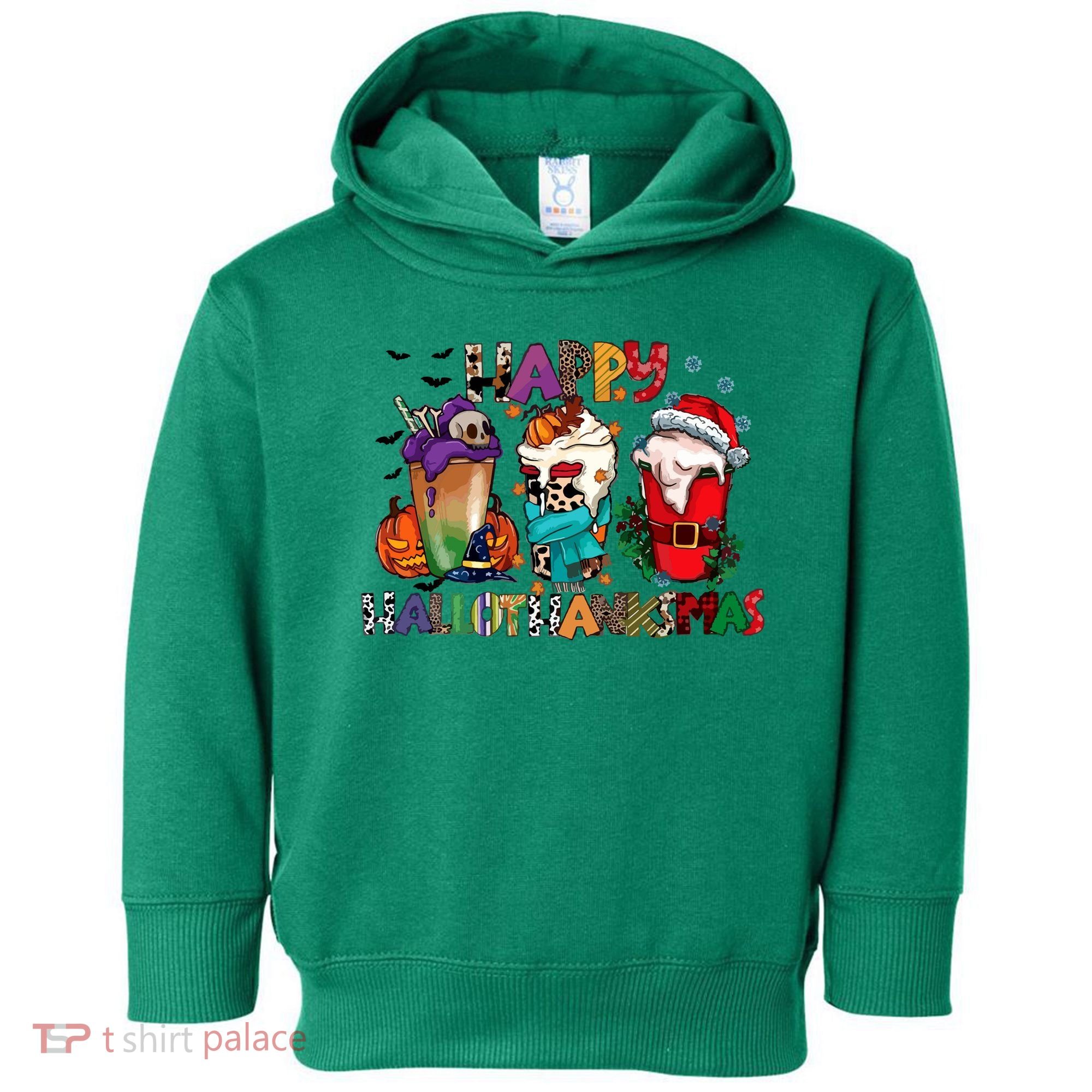 Hallothanksmas Coffee Fall Vibes Cute Halloween Thanksgiving Toddler Hoodie