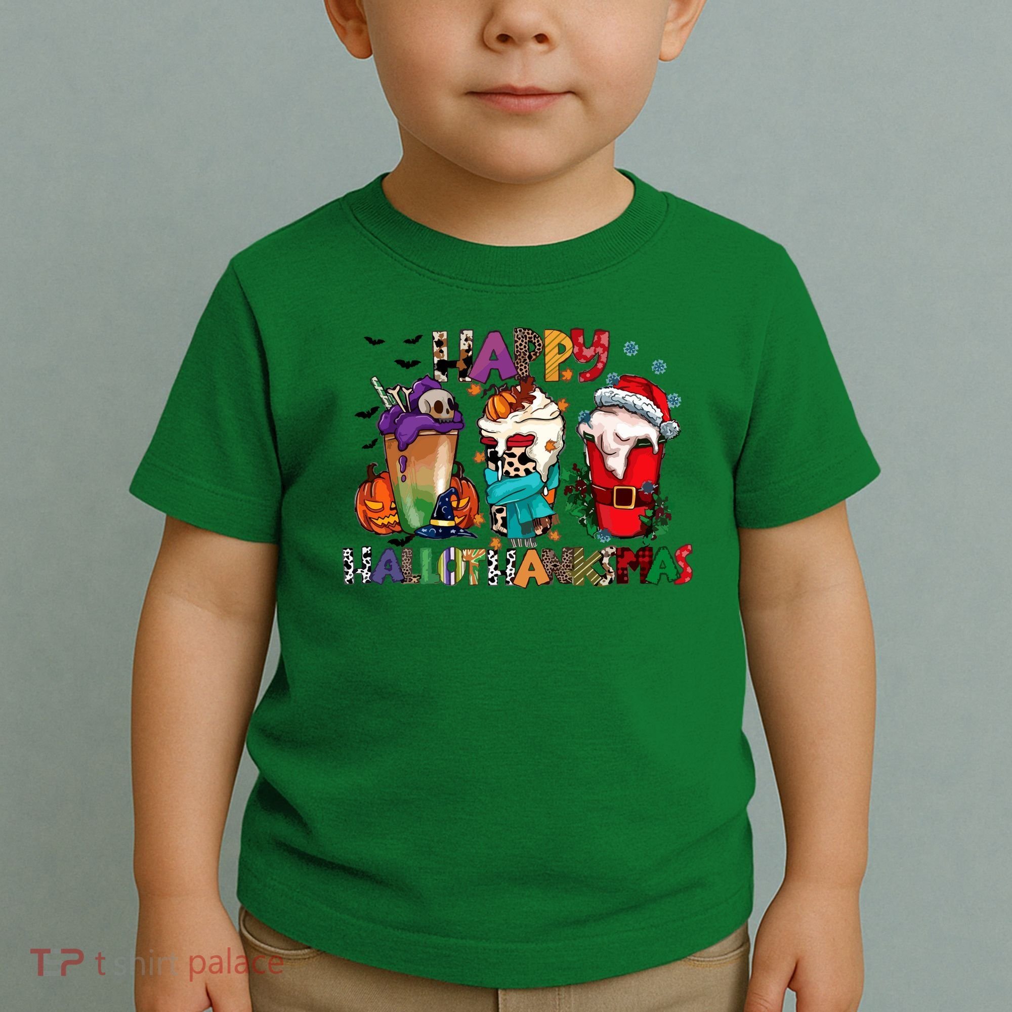 Hallothanksmas Coffee Fall Vibes Cute Halloween Thanksgiving Toddler T-Shirt