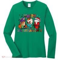 Hallothanksmas Coffee Fall Vibes Cute Halloween Thanksgiving Women's Long Sleeve Shirt thumb 0