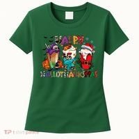 Hallothanksmas Coffee Fall Vibes Cute Halloween Thanksgiving Women's T-Shirt thumb 0