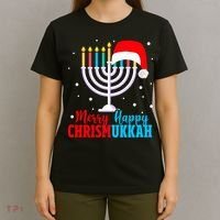 Hanukkah Christmas Funny Merry Happy Chrismukkah Jewish T-Shirt thumb 4