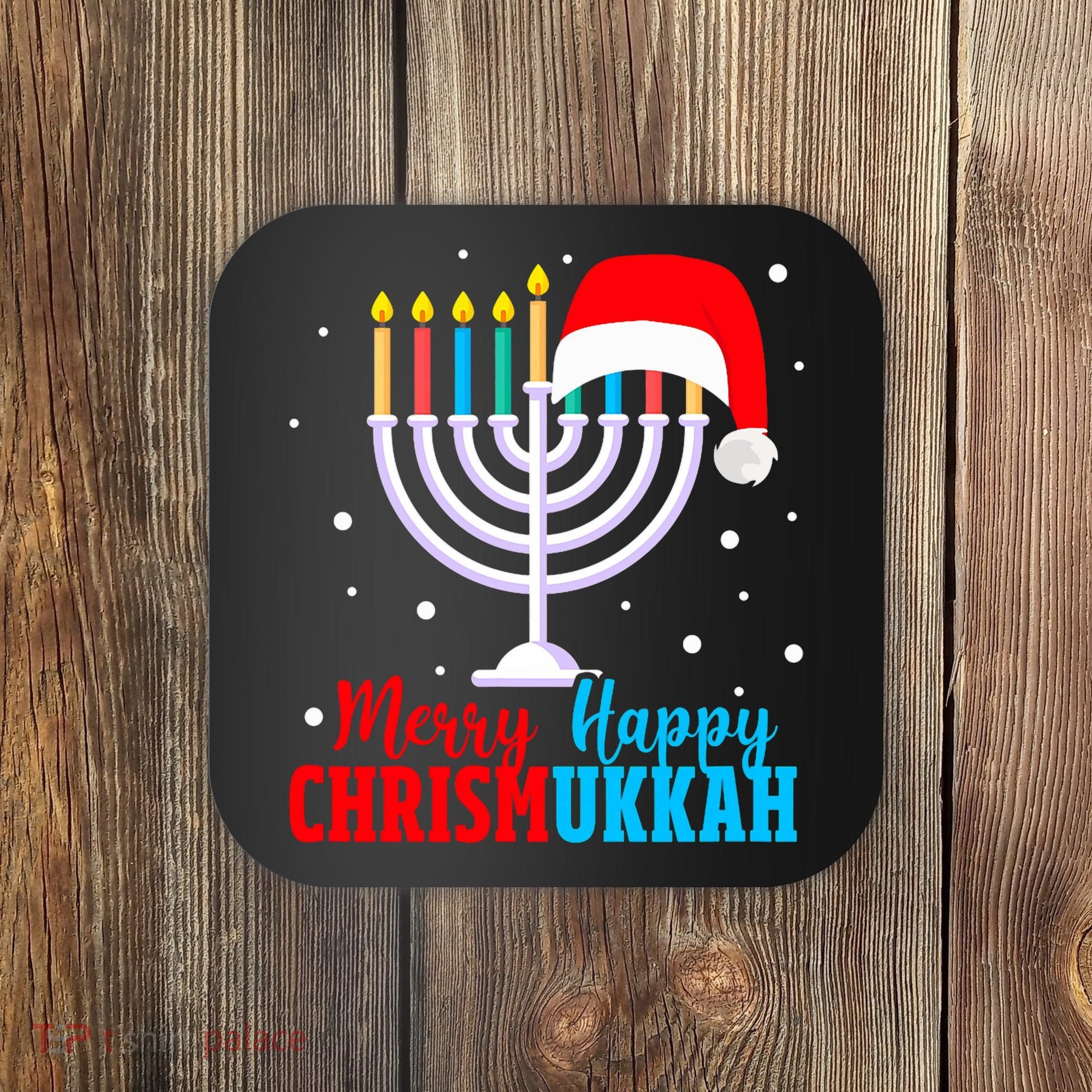 Hanukkah Christmas Funny Merry Happy Chrismukkah Jewish Coaster