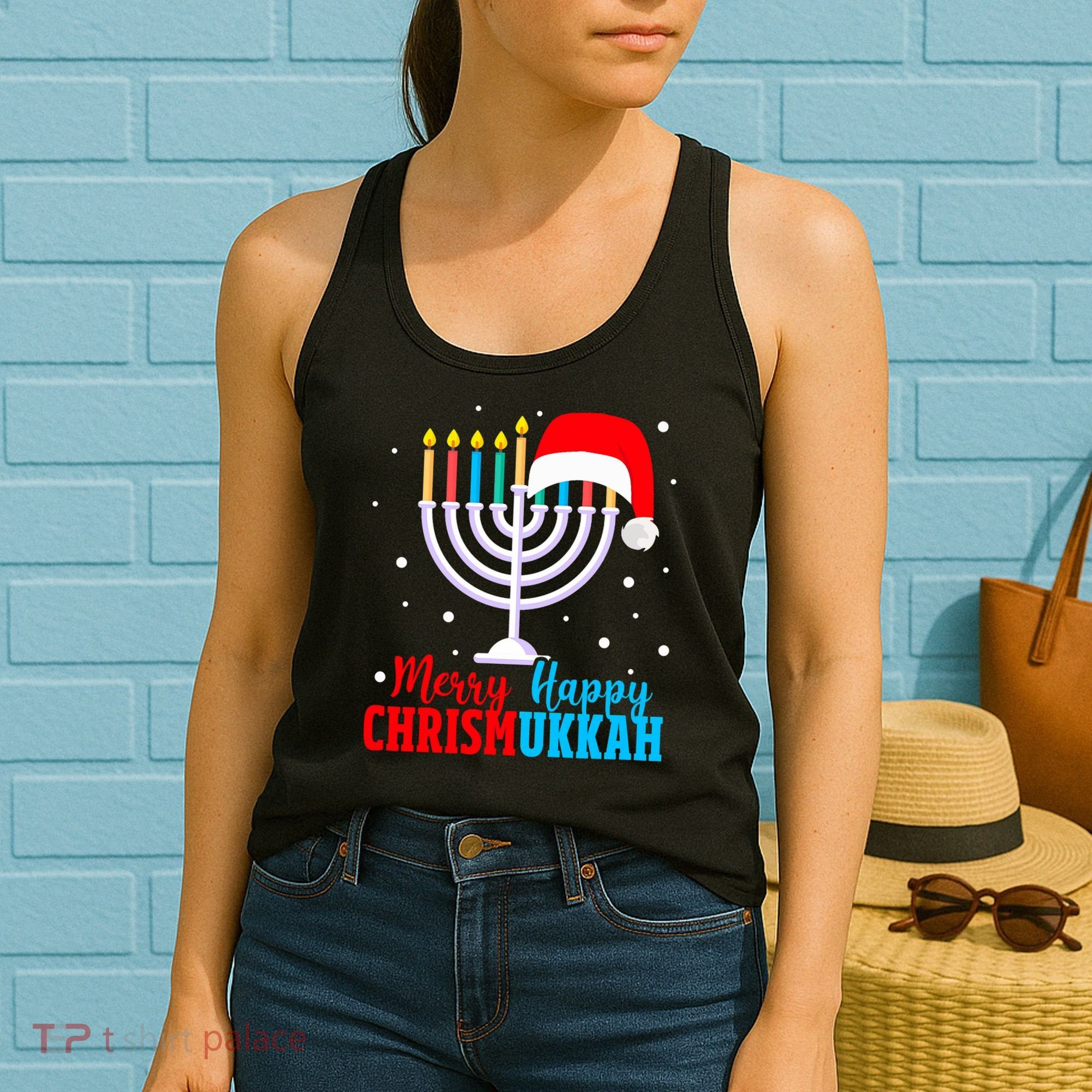 Hanukkah Christmas Funny Merry Happy Chrismukkah Jewish Women's Tank Top