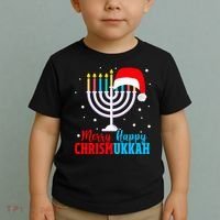 Hanukkah Christmas Funny Merry Happy Chrismukkah Jewish Toddler T-Shirt thumb 2