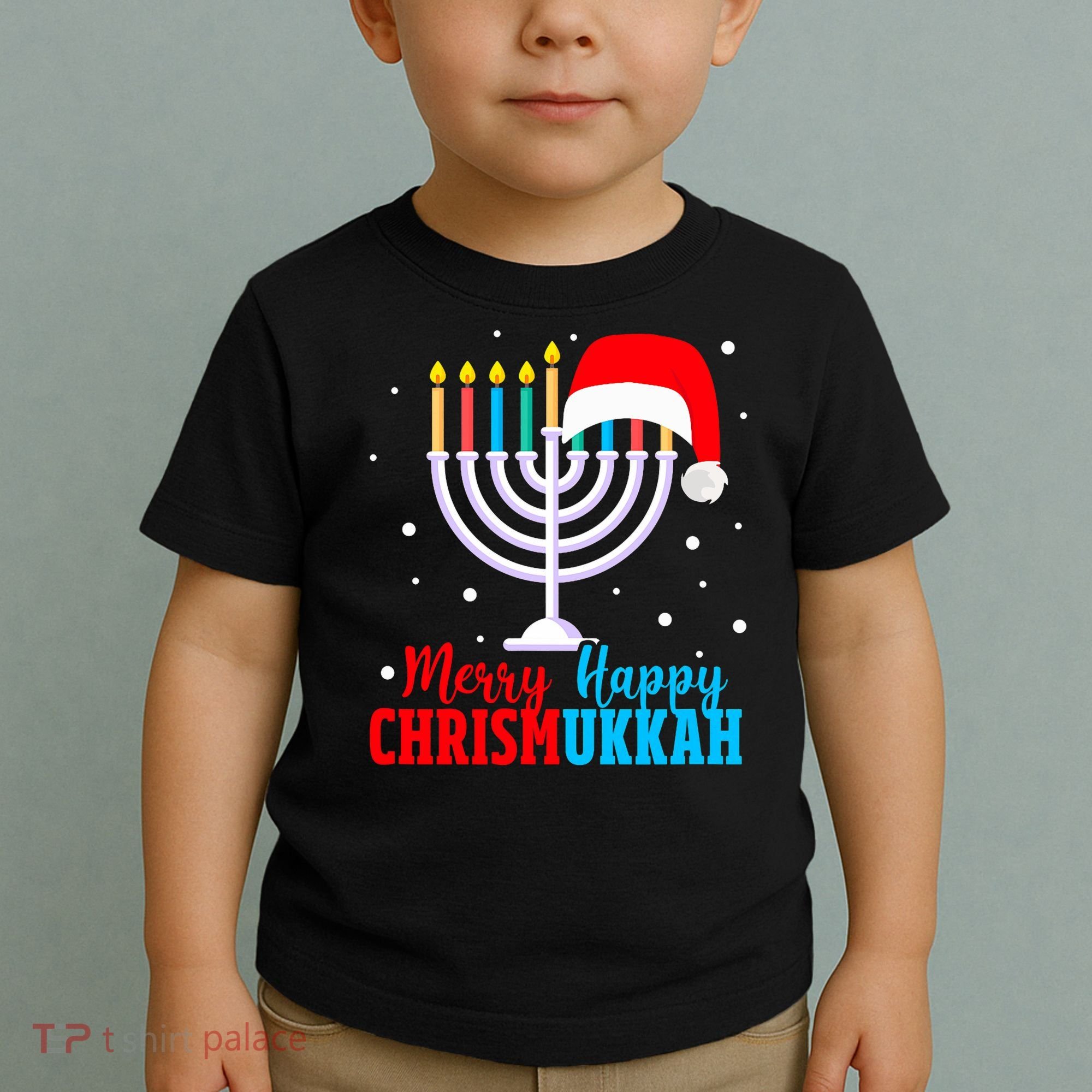 Hanukkah Christmas Funny Merry Happy Chrismukkah Jewish Toddler T-Shirt