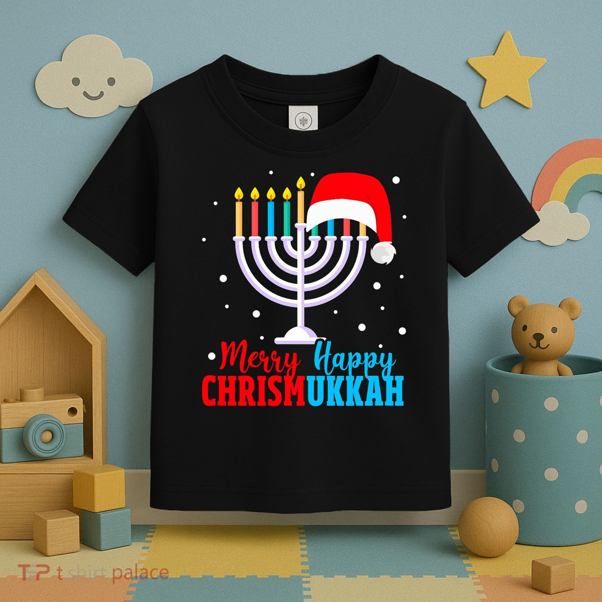 Hanukkah Christmas Funny Merry Happy Chrismukkah Jewish Toddler T-Shirt