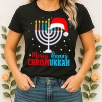 Hanukkah Christmas Funny Merry Happy Chrismukkah Jewish Women's T-Shirt thumb 2