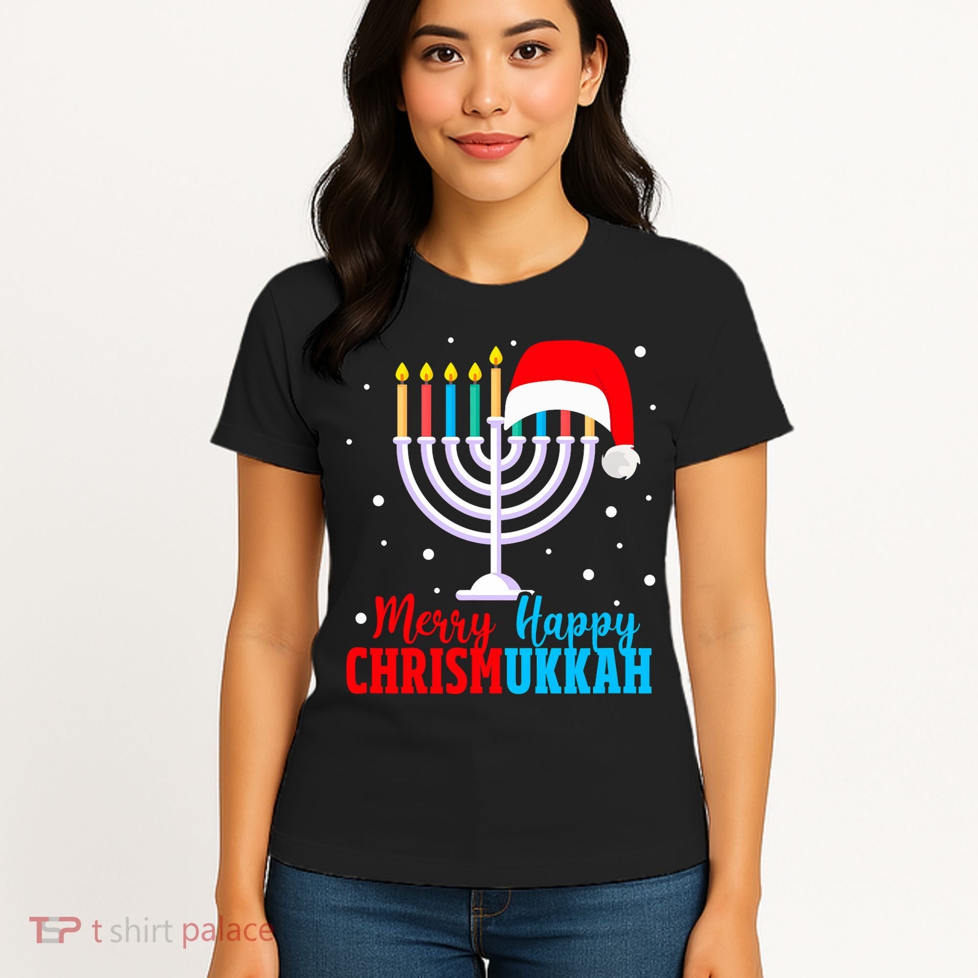 Hanukkah Christmas Funny Merry Happy Chrismukkah Jewish Women's T-Shirt