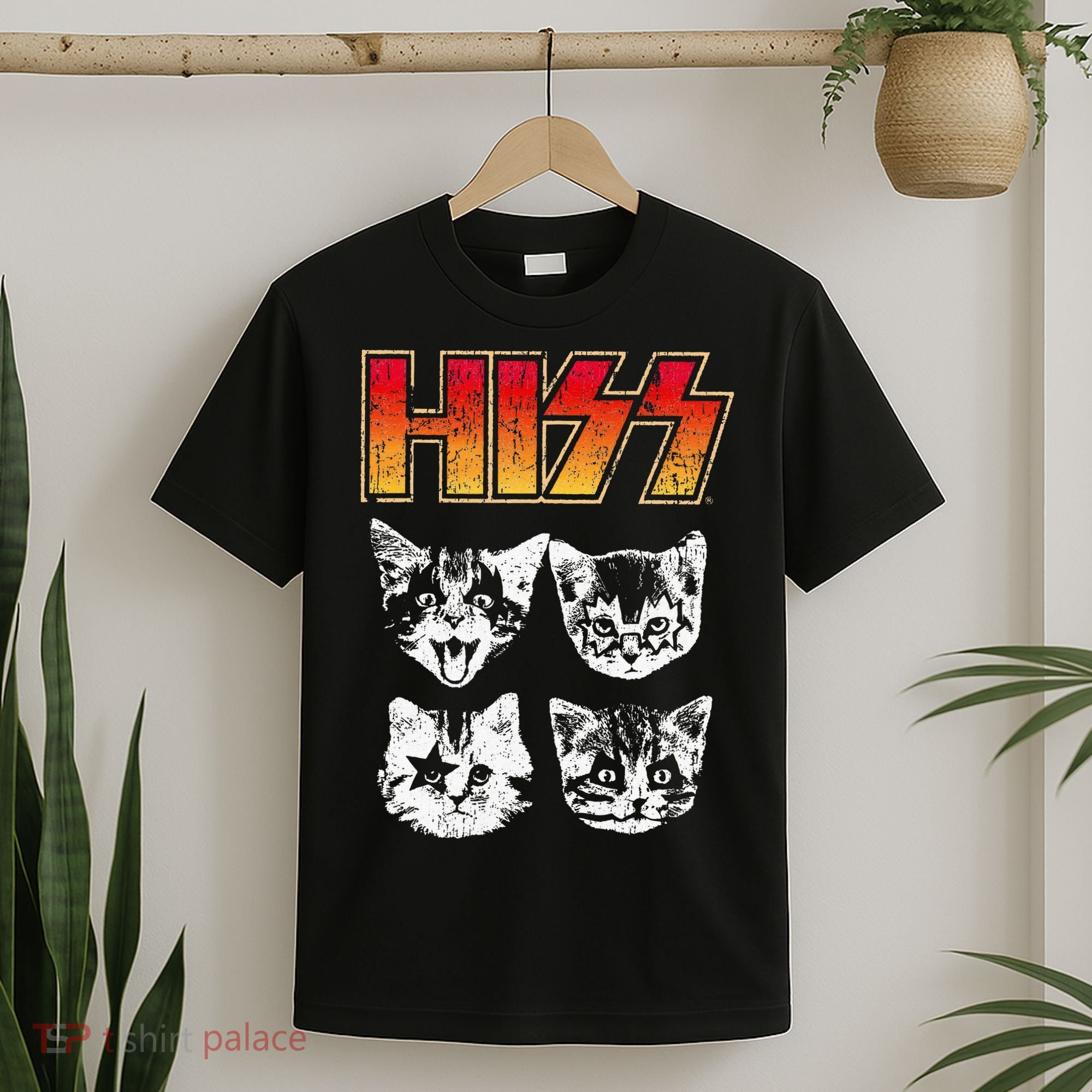 HISS Cat Funny Cats Kittens Rock Music Cat Lover Hiss T-Shirt