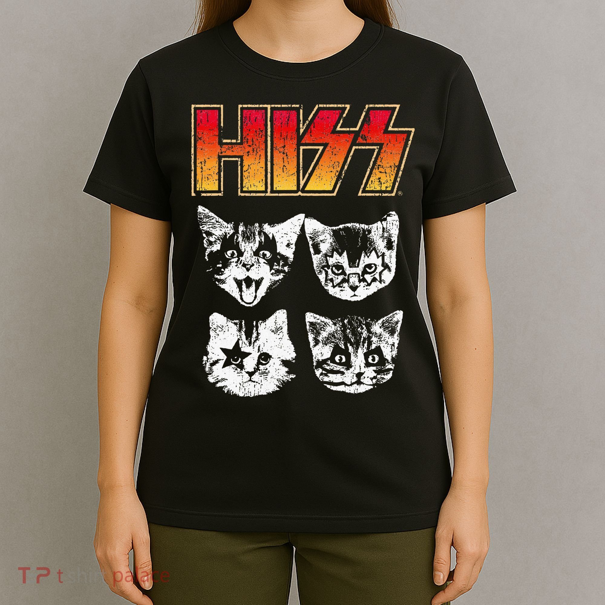 HISS Cat Funny Cats Kittens Rock Music Cat Lover Hiss T-Shirt