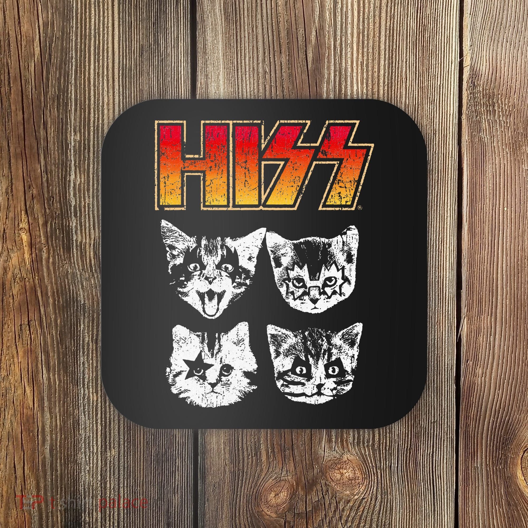HISS Cat Funny Cats Kittens Rock Music Cat Lover Hiss Coaster