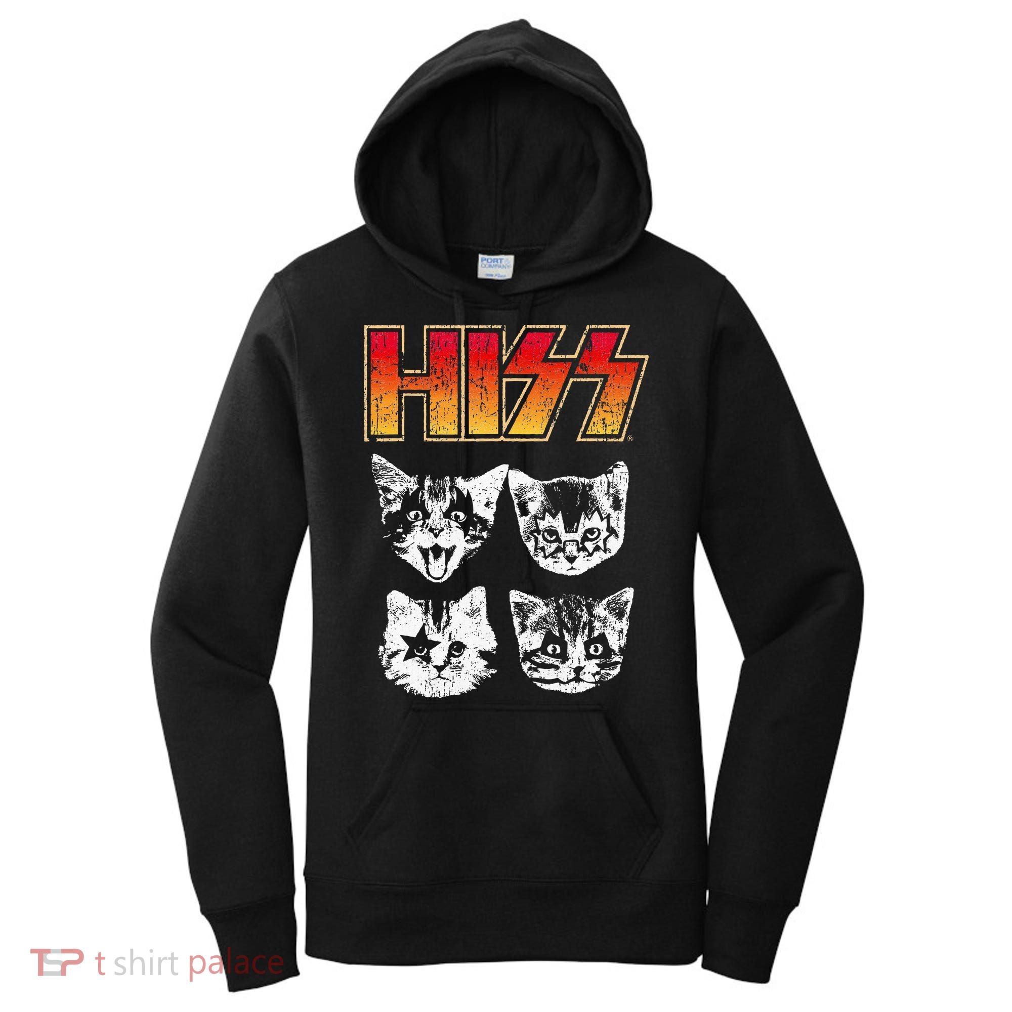 HISS Cat Funny Cats Kittens Rock Music Cat Lover Hiss Women's Hoodie