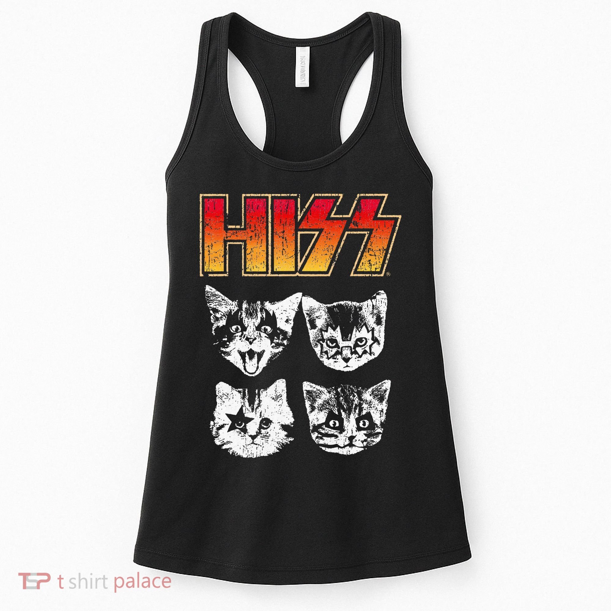 HISS Cat Funny Cats Kittens Rock Music Cat Lover Hiss Women's Tank Top