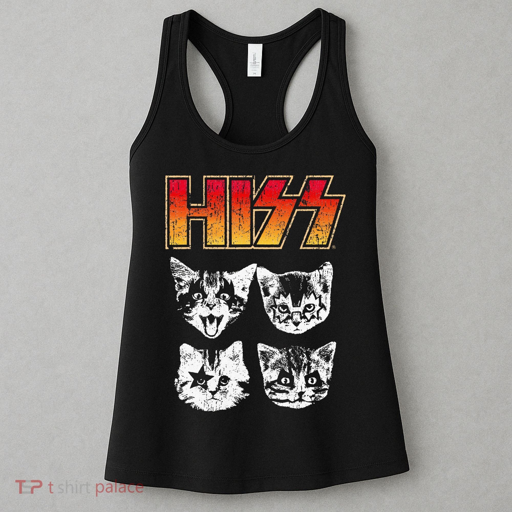 HISS Cat Funny Cats Kittens Rock Music Cat Lover Hiss Women's Tank Top