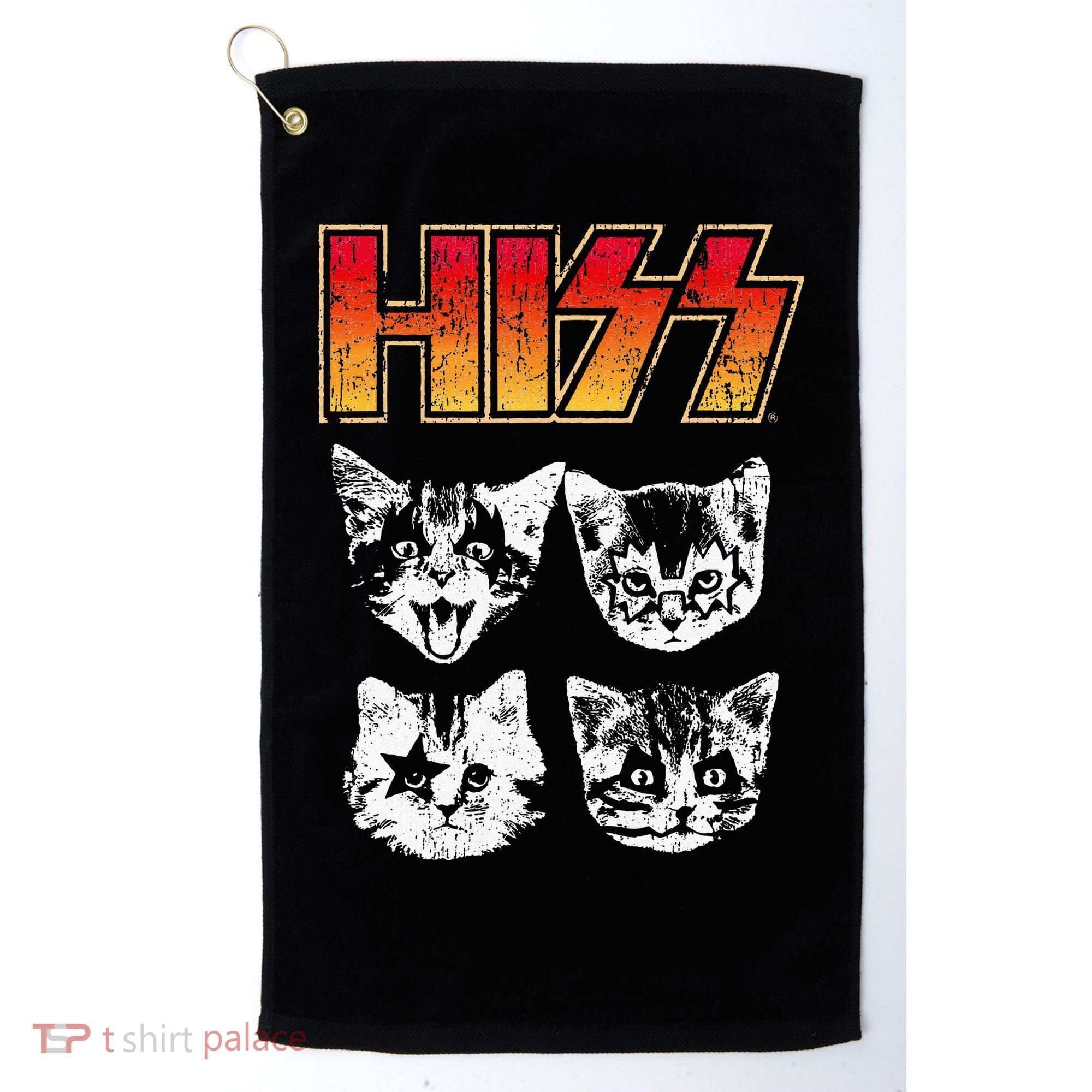 HISS Cat Funny Cats Kittens Rock Music Cat Lover Hiss Golf Towel