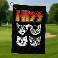 HISS Cat Funny Cats Kittens Rock Music Cat Lover Hiss Golf Towel thumb 1