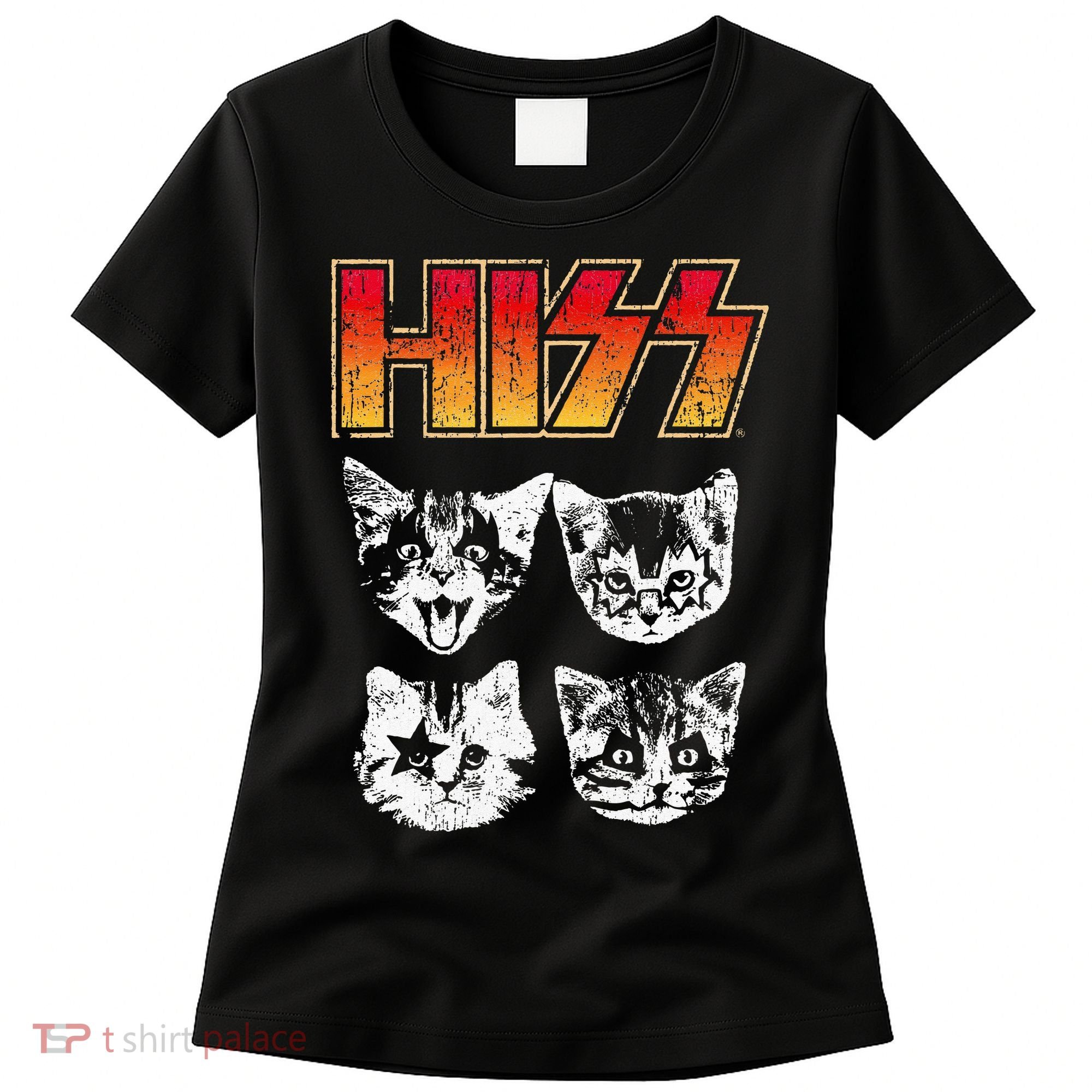 HISS Cat Funny Cats Kittens Rock Music Cat Lover Hiss Women's T-Shirt