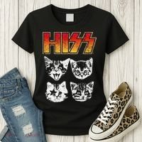 HISS Cat Funny Cats Kittens Rock Music Cat Lover Hiss Women's T-Shirt thumb 3