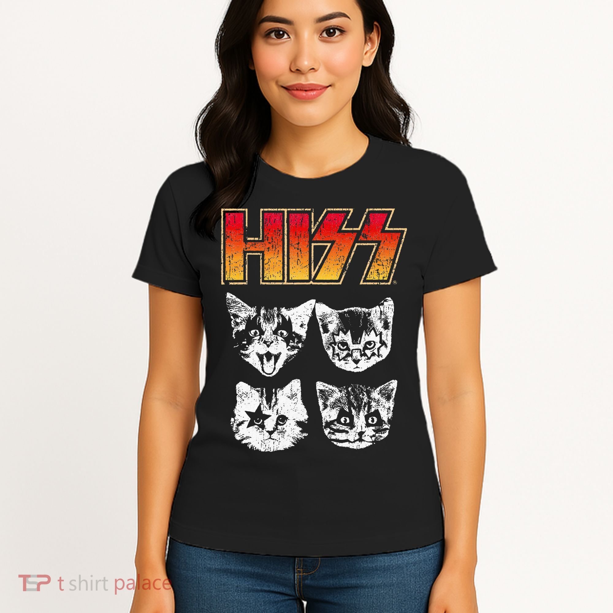 HISS Cat Funny Cats Kittens Rock Music Cat Lover Hiss Women's T-Shirt