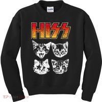 HISS Cat Funny Cats Kittens Rock Music Cat Lover Hiss Kids Sweatshirt thumb 0