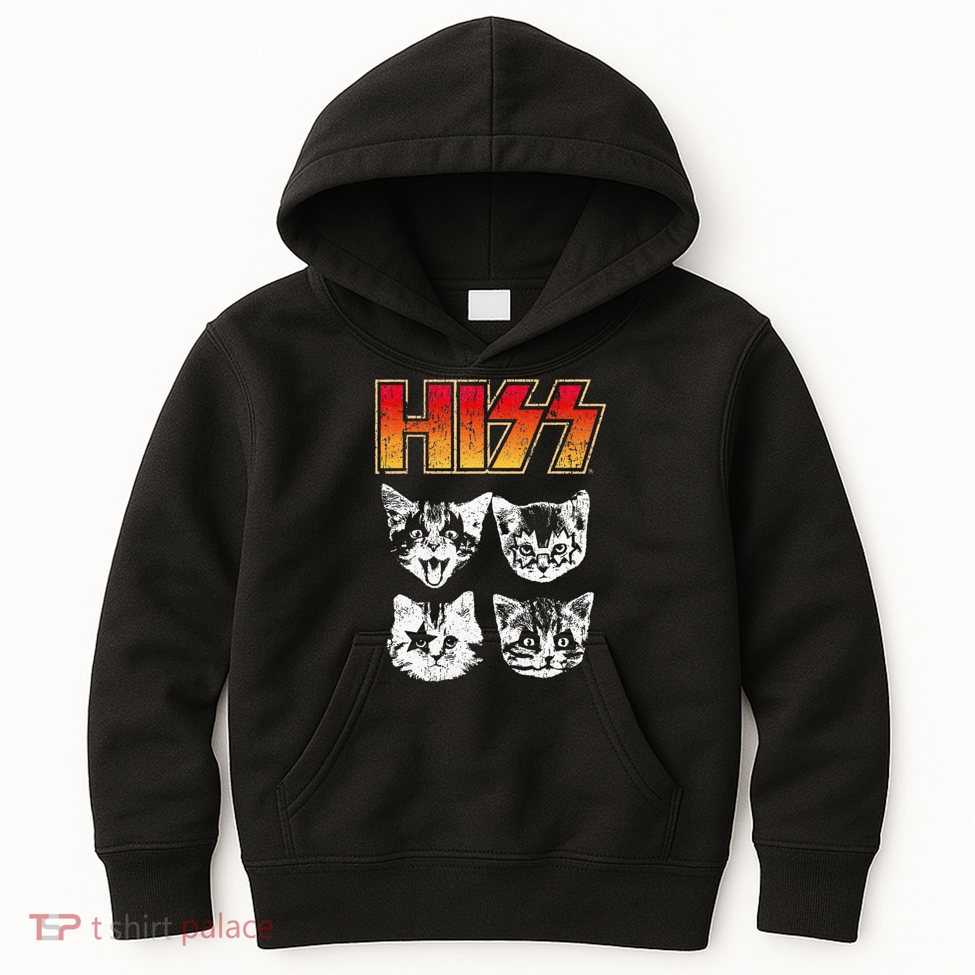 HISS Cat Funny Cats Kittens Rock Music Cat Lover Hiss Kids Hoodie