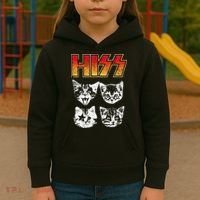 HISS Cat Funny Cats Kittens Rock Music Cat Lover Hiss Kids Hoodie thumb 3