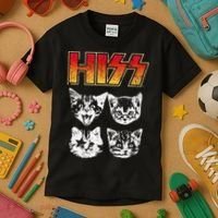HISS Cat Funny Cats Kittens Rock Music Cat Lover Hiss Kids T-Shirt thumb 3