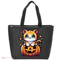 Halloween Cat Funny Fall Pumpkin Cat Lover Cute Tote Bag thumb 0