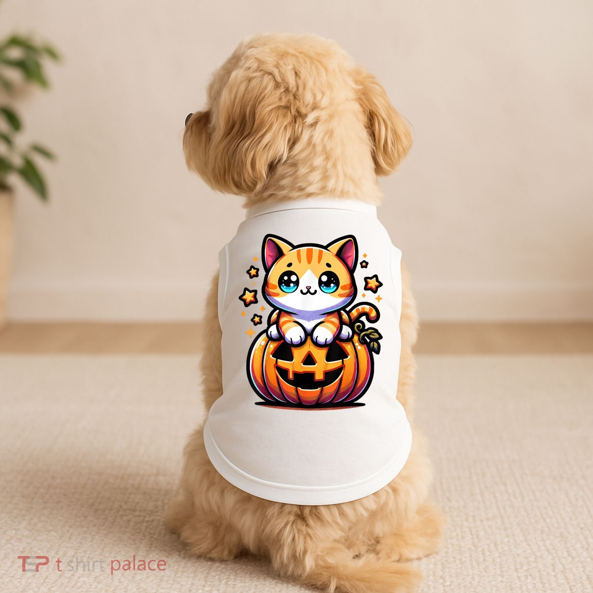 Halloween Cat Funny Fall Pumpkin Cat Lover Cute Doggie Tank