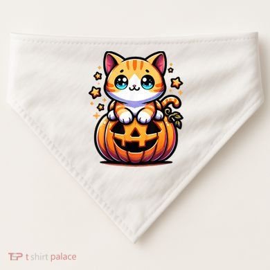 Halloween Cat Funny Fall Pumpkin Cat Lover Cute USA-Made Doggie Bandana