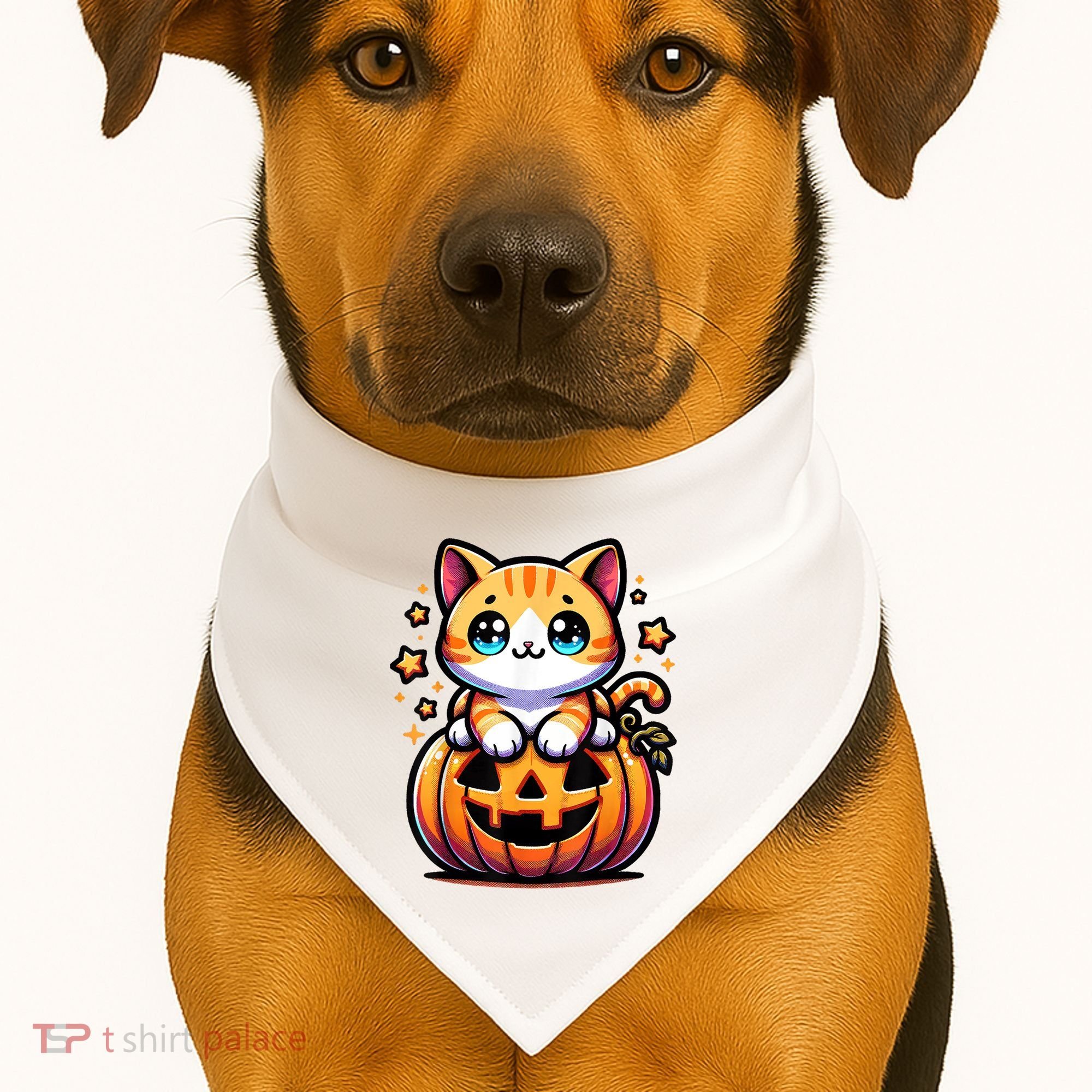 Halloween Cat Funny Fall Pumpkin Cat Lover Cute USA-Made Doggie Bandana