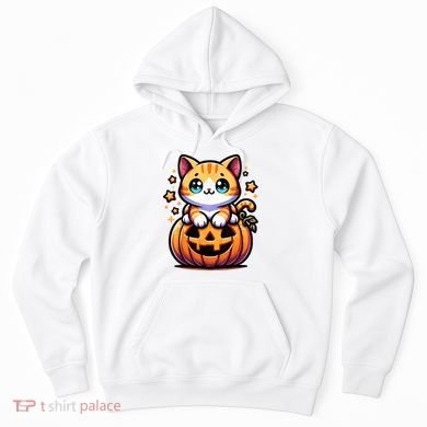 Halloween Cat Funny Fall Pumpkin Cat Lover Cute Hoodie