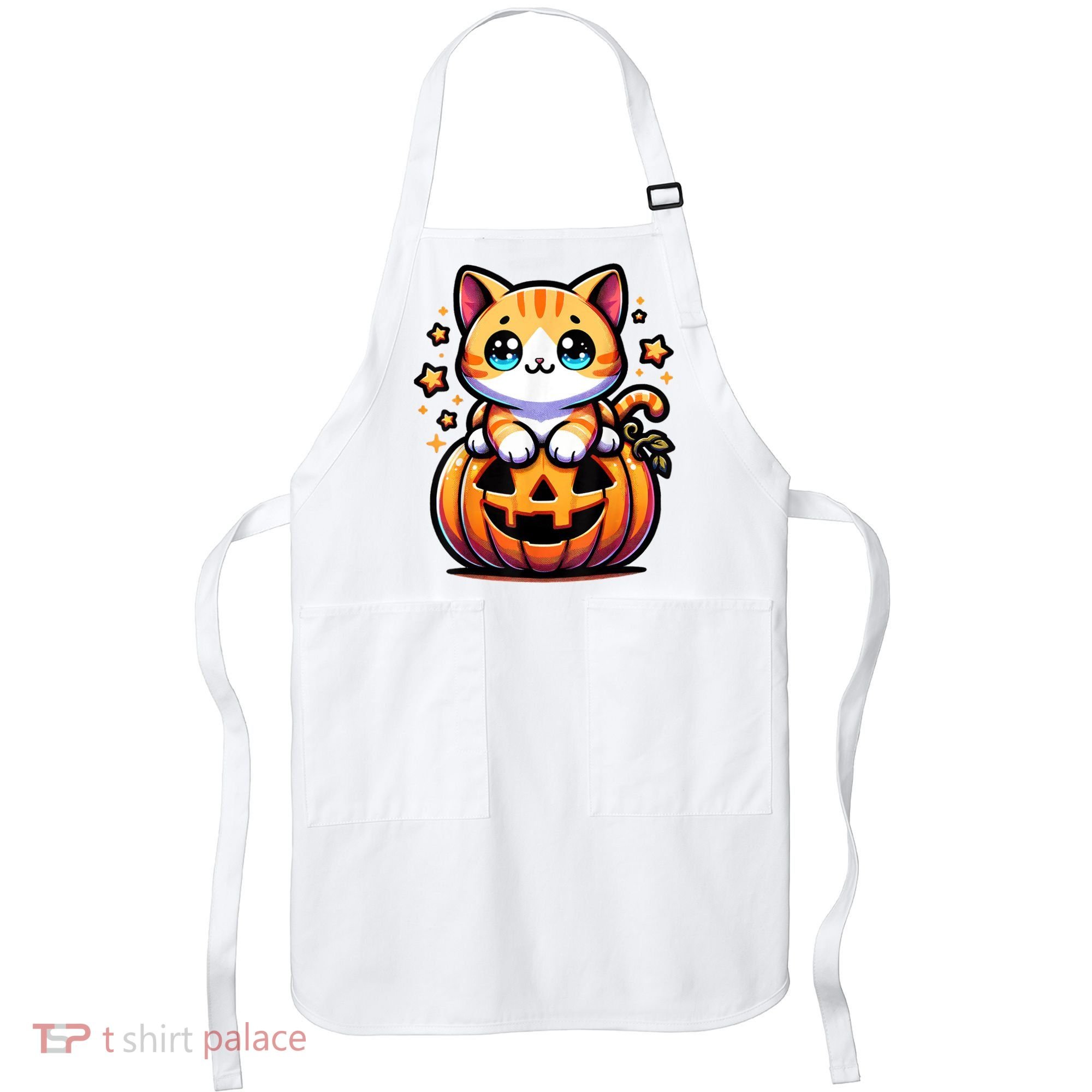 Halloween Cat Funny Fall Pumpkin Cat Lover Cute Apron