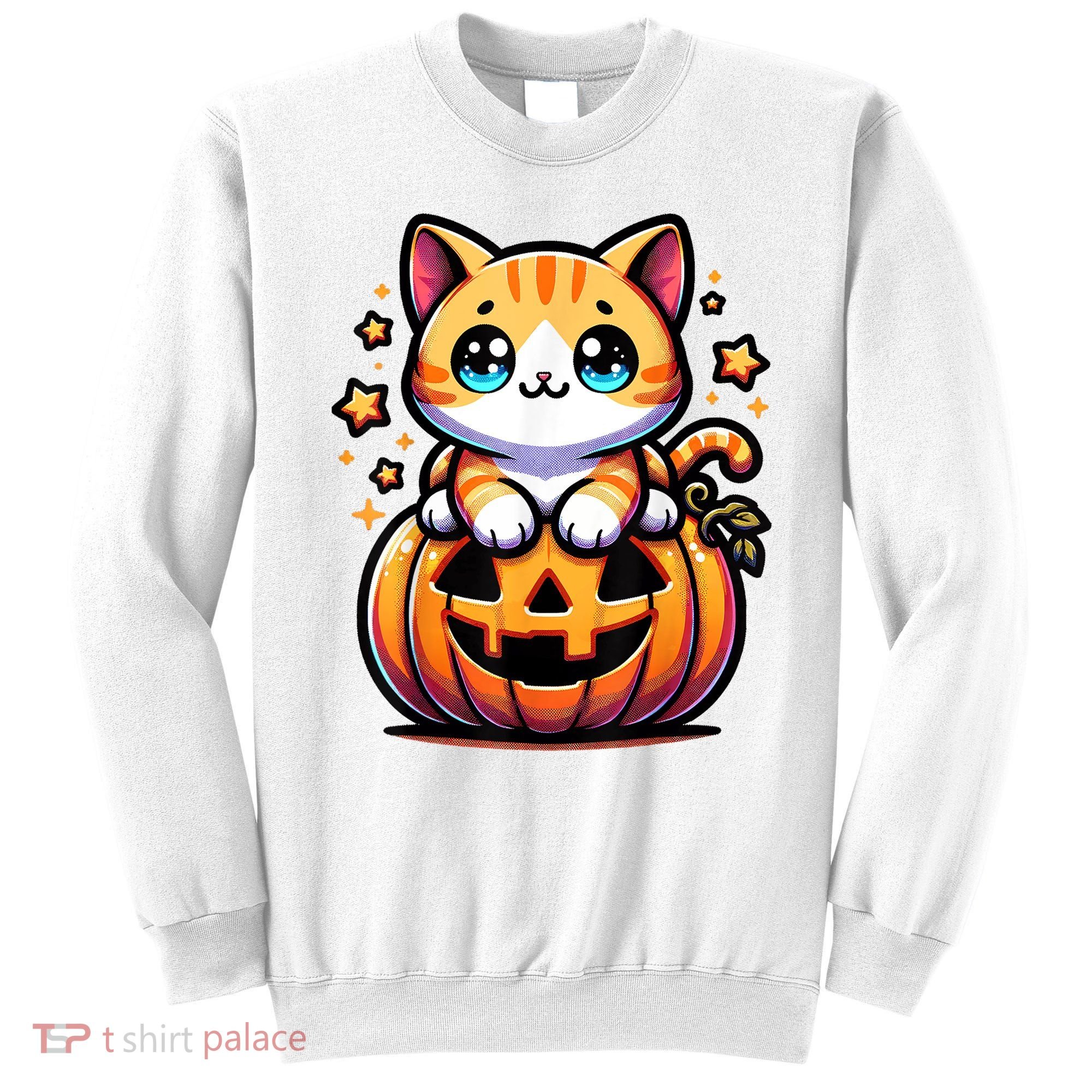 Halloween Cat Funny Fall Pumpkin Cat Lover Cute Sweatshirt