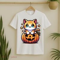 Halloween Cat Funny Fall Pumpkin Cat Lover Cute T-Shirt thumb 2