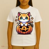 Halloween Cat Funny Fall Pumpkin Cat Lover Cute T-Shirt thumb 4
