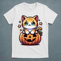 Halloween Cat Funny Fall Pumpkin Cat Lover Cute T-Shirt thumb 5