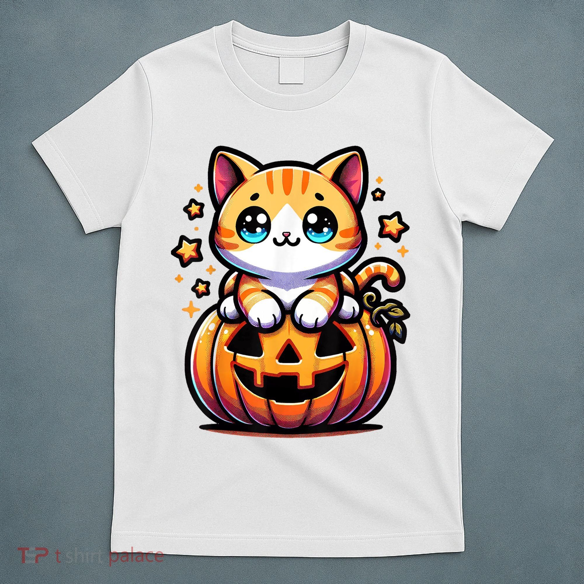 Halloween Cat Funny Fall Pumpkin Cat Lover Cute T-Shirt