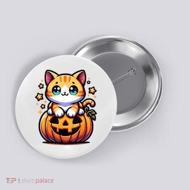 Halloween Cat Funny Fall Pumpkin Cat Lover Cute Button